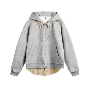 Fake Two-Piece Cardigan Zip-Up Hoodie